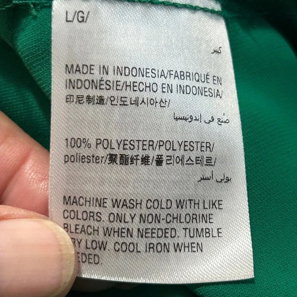 Alfani Womens Green Ruffle Trim Bell Sleeve‎ Asymmetrical Blouse Top Size L - Picture 7 of 8